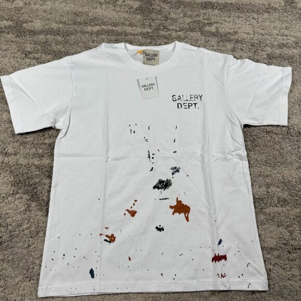 Gallery Dept White Paint Splatter Distressed Tee Mens Large